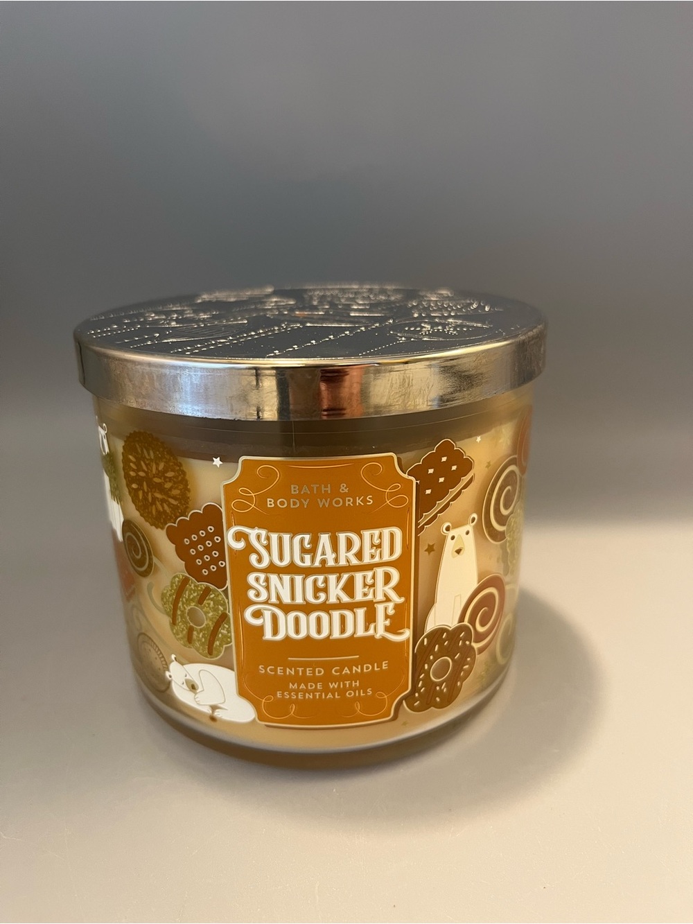 Bath & Body Works Sugared Snickerdoodle 3 Wick Candle 14.5 oz Unused Christmas